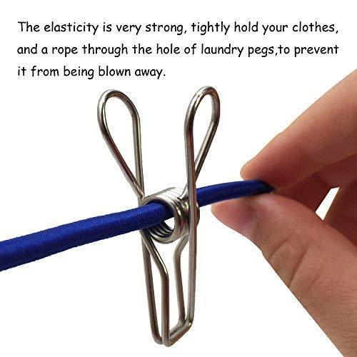 Mobivy Clothes pins Multi-purpose Stainless Steel Wire,Cord Clothes Pins Utility Clips,Hooks for Home/Office
