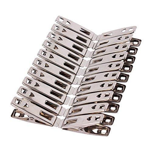 Mobivy Durable Clothespins Sunshine Universal Stainless Steel Clothes Clips Clothes Pins Hanging Clips Hooks for Home/Office Use