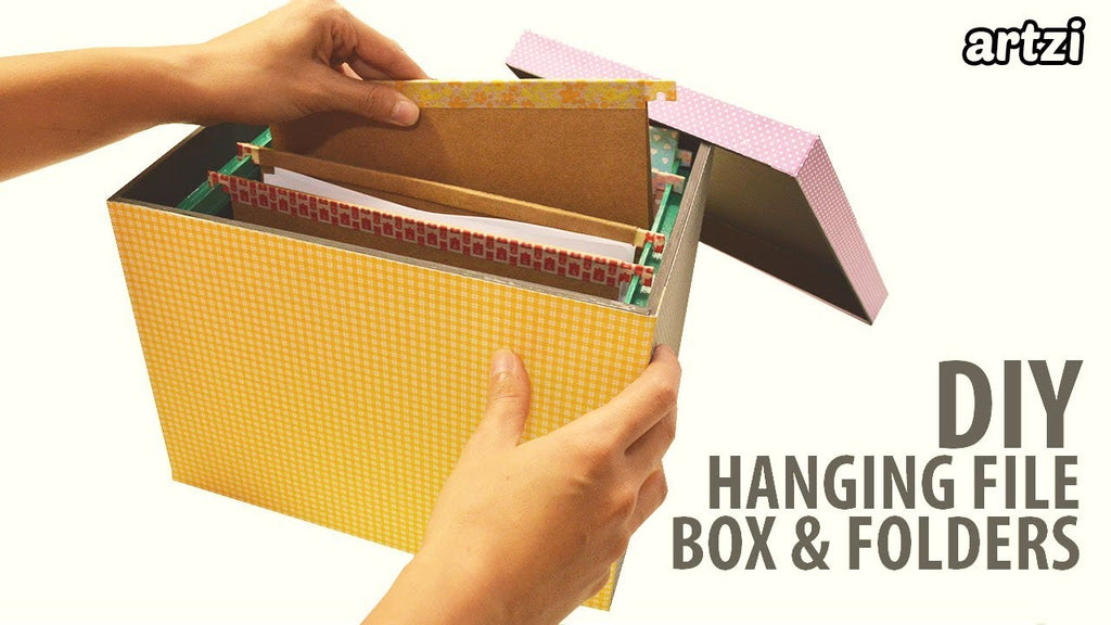DIY Hanging File Box and Folders using paperboard DIMENSIONS in centimeters Box: - 27 x 20 4 boards, two for the front and two for the back - 20 x 20 2 ...