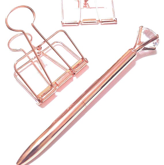 Extra Large Rose Gold Binder Clips Paper Clips Planner Clip Office Clips Skeleton Clip Metal Bookmark Page Marker Paper Holder by MyTeachersCupboard