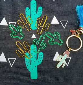 Set of 4 Cactus Paper Clips Cactus Planner Clip Succulents Cactus Bookmark Planner Accessories Green Paper Clip Gold Cactus Stationery by MyTeachersCupboard