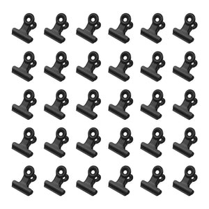 30 Pack 22mm Metal Hinge Clips Bulldog Clips Money Binder Paper Clips Clamps for Picture Photos Home Office Collating Black
