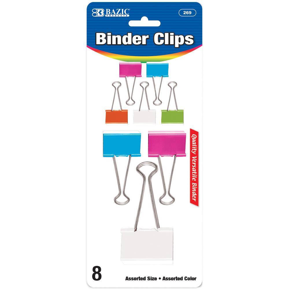 Assorted Size Color Binder Clip (8/Pack)