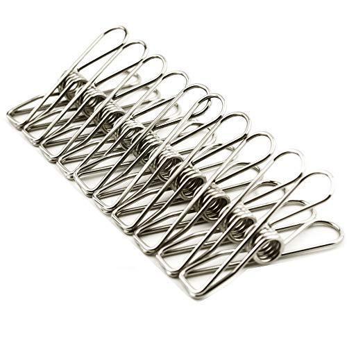 Mobivy Clothes pins Multi-purpose Stainless Steel Wire,Cord Clothes Pins Utility Clips,Hooks for Home/Office
