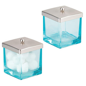 Modern Glass Square Bathroom Vanity Countertop Storage Organizer