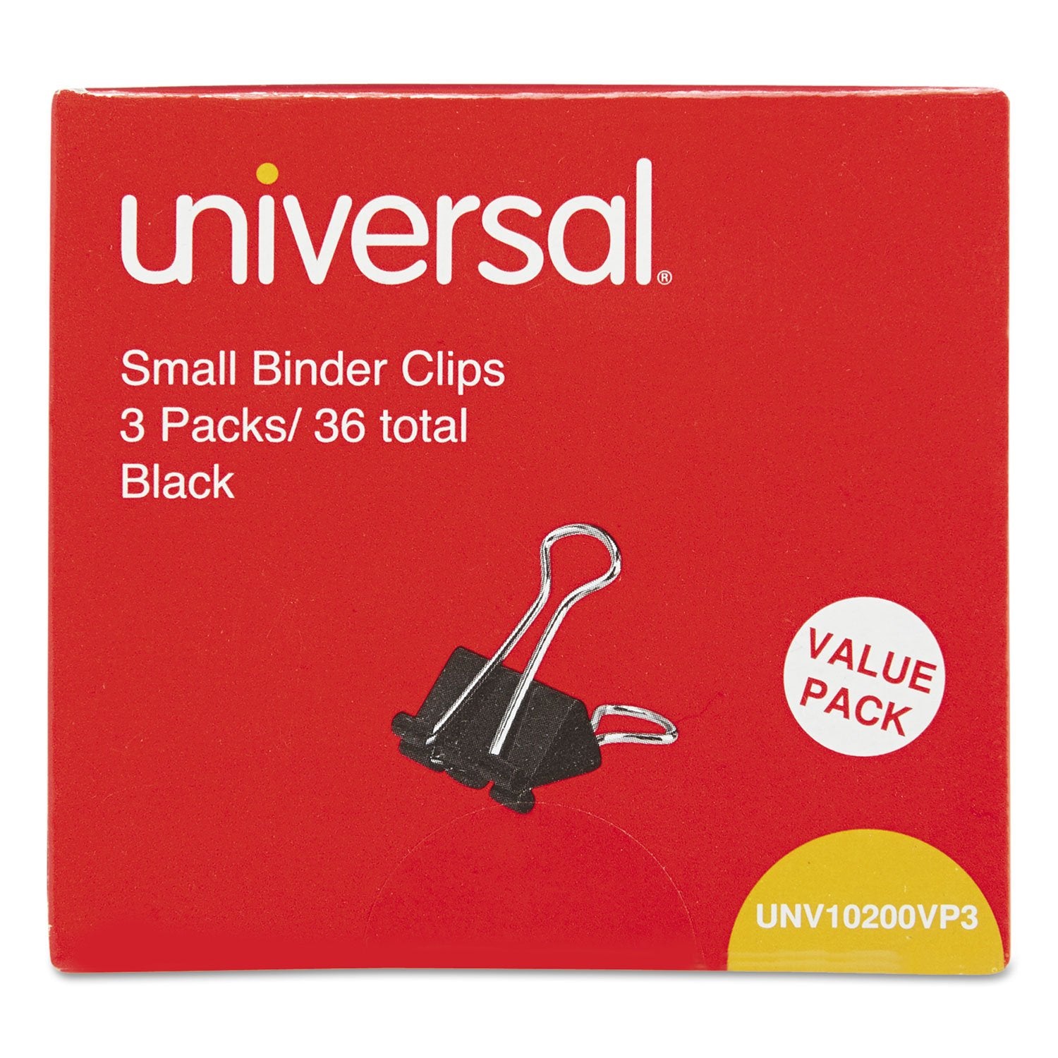 Small Binder Clips, 3/8" Capacity, 3/4" Wide, Black, 36/pack